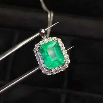 

Fine Jewelry Real Pure 18 K Gold Jewelry Natural Vivid Green Emerald Gemstone 3.17ct Luxury Pendants for Women Fine Necklace
