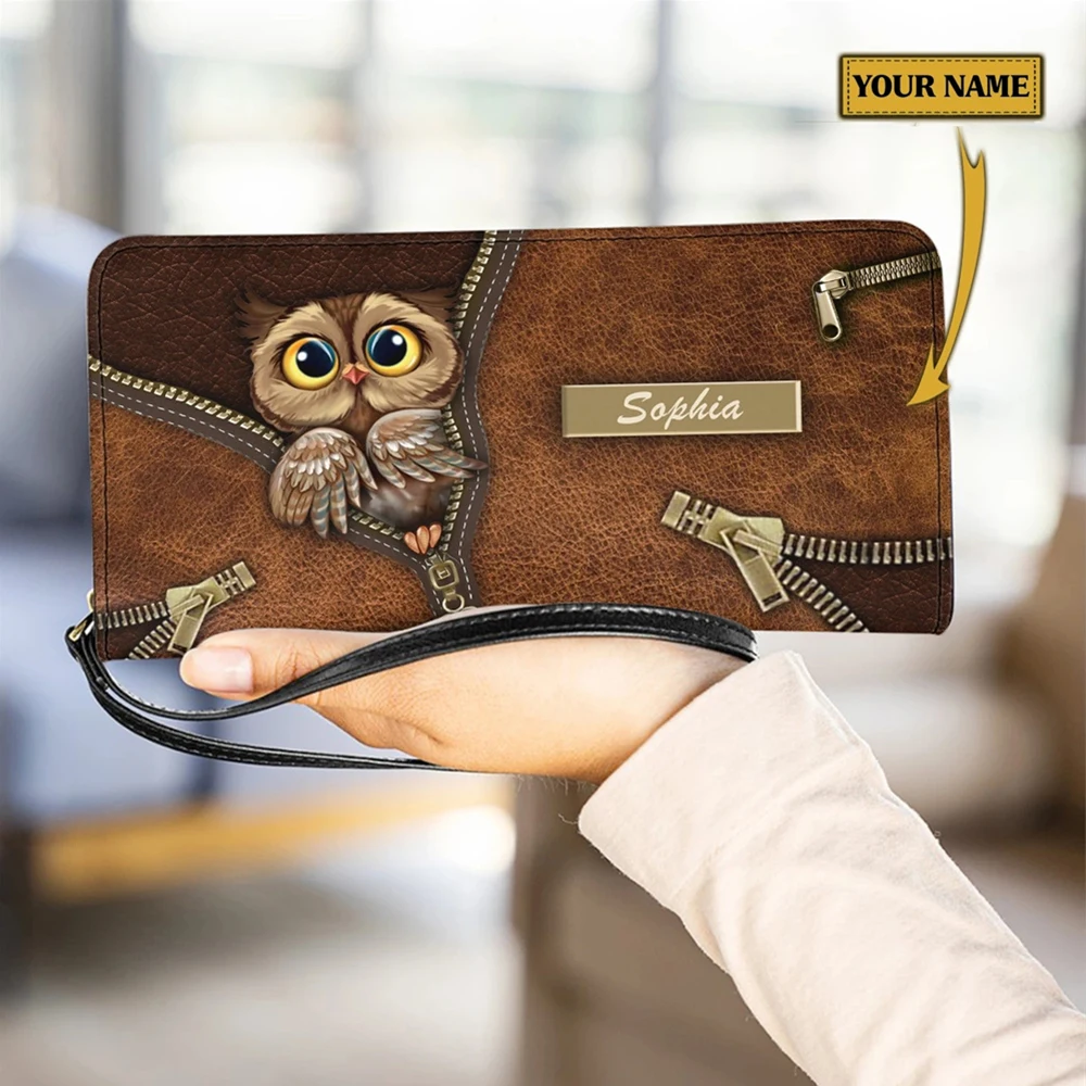 

Cartoon Owl Printed Women's Wallet Long Handbag Fashion Pu Leather Clutch Bags with Zipper Multi-card Purses Card Holder Cartera