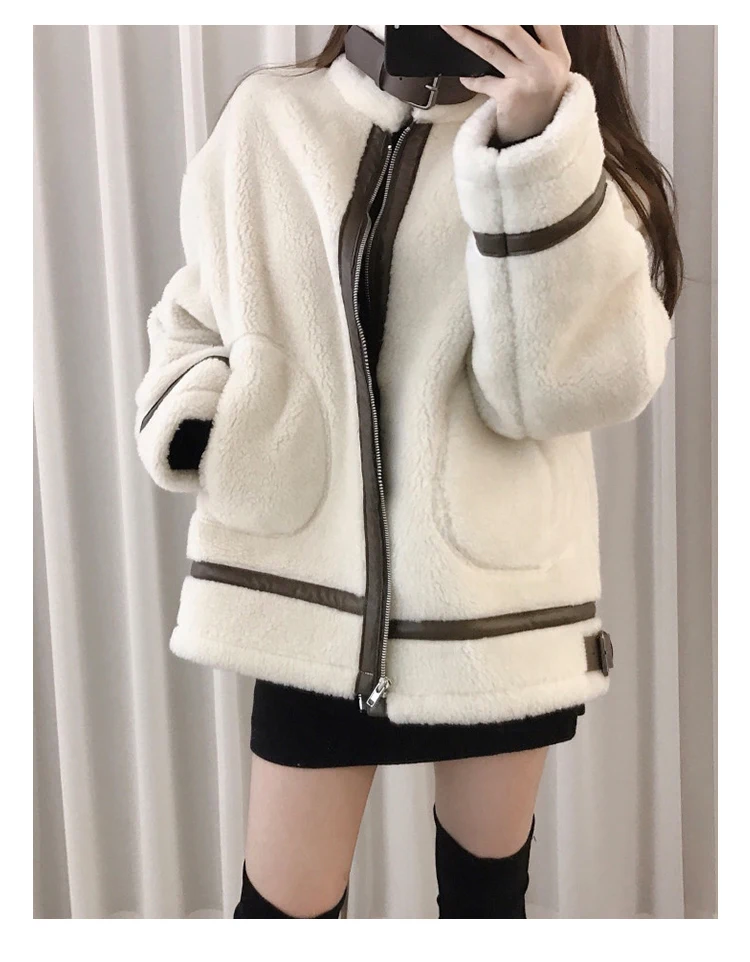 [EWQ] Новинка осени, милое теплое зимнее пальто из норкового кашемира с длинным рукавом, корейский стиль, куртка из белого меха ягненка размера плюс, QL645