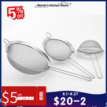 

Fine Mesh Food Stainless Steel Strainers screen mesh oil strainer flour sieve Baking tools optionally