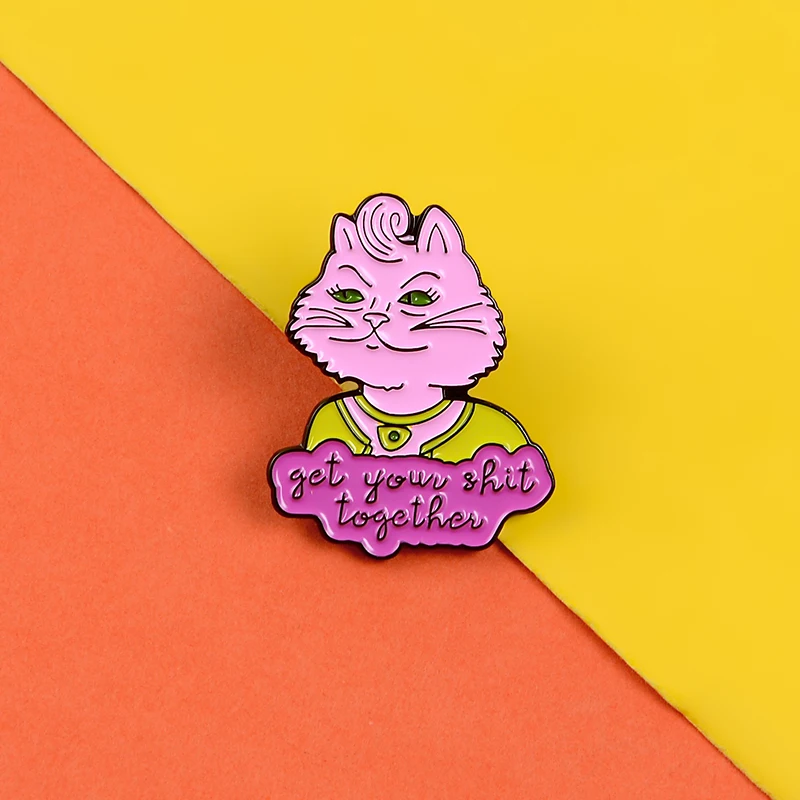 Ottenere-Il-Vostro-Camicia-Insieme-Smalto-Spille-Spille-K-Gatto-Spilli-Spille-Gatto-Divertente-Badge-Animale