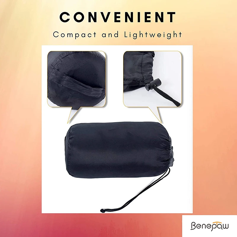 Benepaw 아늑한 강아지 침낭, 방수 휴대용 여행 짧은 양털 내부 애완 동물 침대, 캠핑 및 배낭 여행용, 간편한 청소