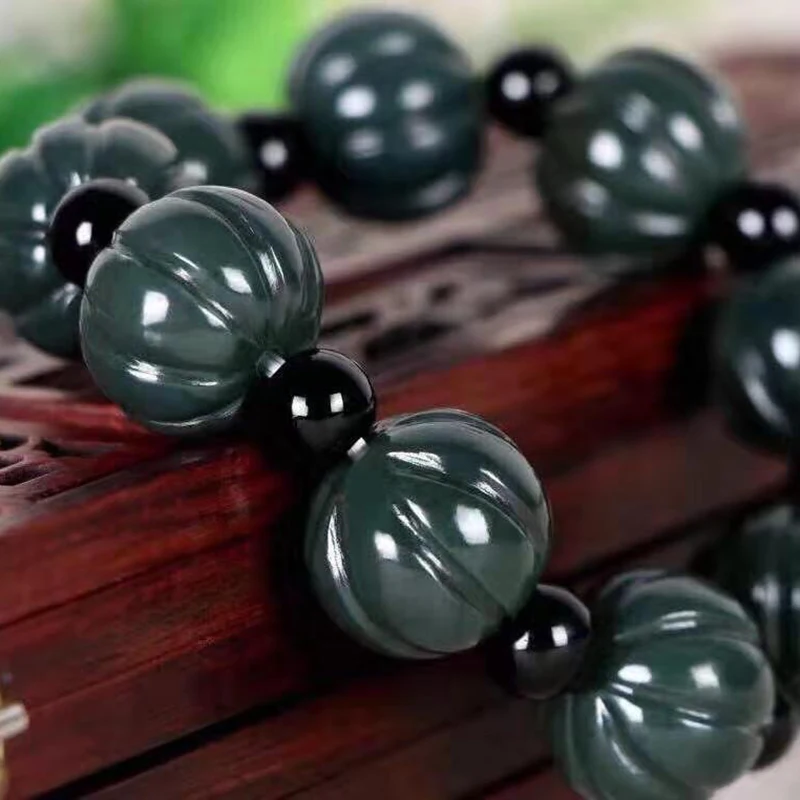 Natural boutique Hetian jade green jade melon Bracelet