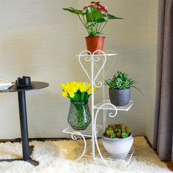 

DSD21 Home 4-Tier Save Space lron-Flower-Stand Balcony Living Room Floor Type Flower Rack European Style Indoor lron Pergola