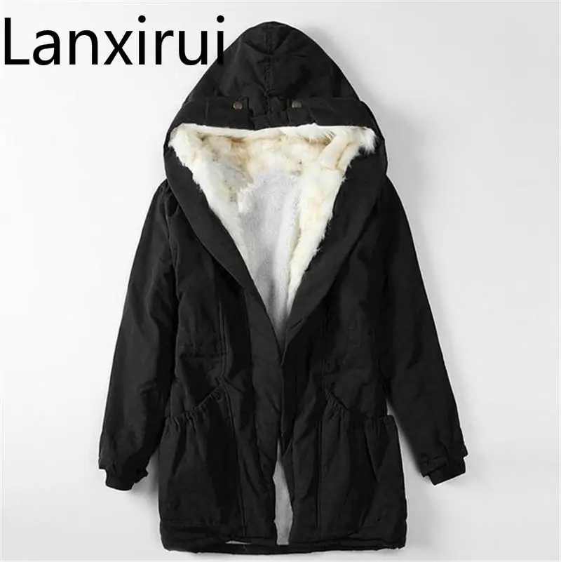 Solid Color Fur Parkas Mujer Cotton Padded Hooded Jacket Winter Coat Women ,Casual Parka Femme ,Arm Female Winter Jacket Tt1562
