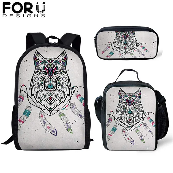 CDYH1611CGK FORUDESIGNS/3 шт./компл. рюкзак для мальчиков Волк тигр печать сумка для школы детский подарок основной книжный мешок Дорожная сумка - Цвет: CDYH1611CGK