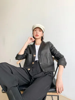 MEWE Women New Fashion Genuine Real Sheep Leather Jacket G1