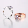 Round Cut Cubic Zirconia Engagement Rings 4 Prongs Rose Gold Color Crystal Fashion Wedding Jewelry For Man and Women Anel R054 ► Photo 3/6