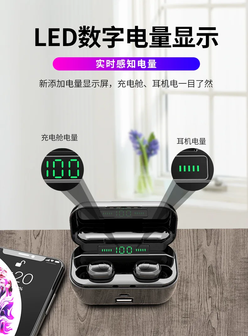 Wireless Bluetooth Headphones With 3600mAh Charging Case Waterproof Touch Control TWS Bluetooth 5.0 Earphone For iPhone Samsung