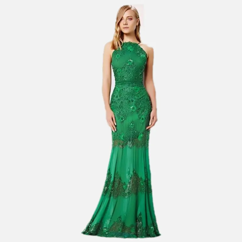 

2018 New Arrival Women Fashion Formal Mint Emerald Green With Crystals For Prom Gown Abendkleider To Party bridesmaid Dresses
