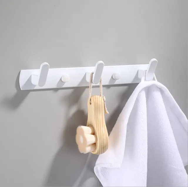 Black White Robe Hook Bathroom Kitchen Towels Bag Hat Hook Wall Mounted Clothes Coat Rack Wall Hanger Bathroom Hardware 1