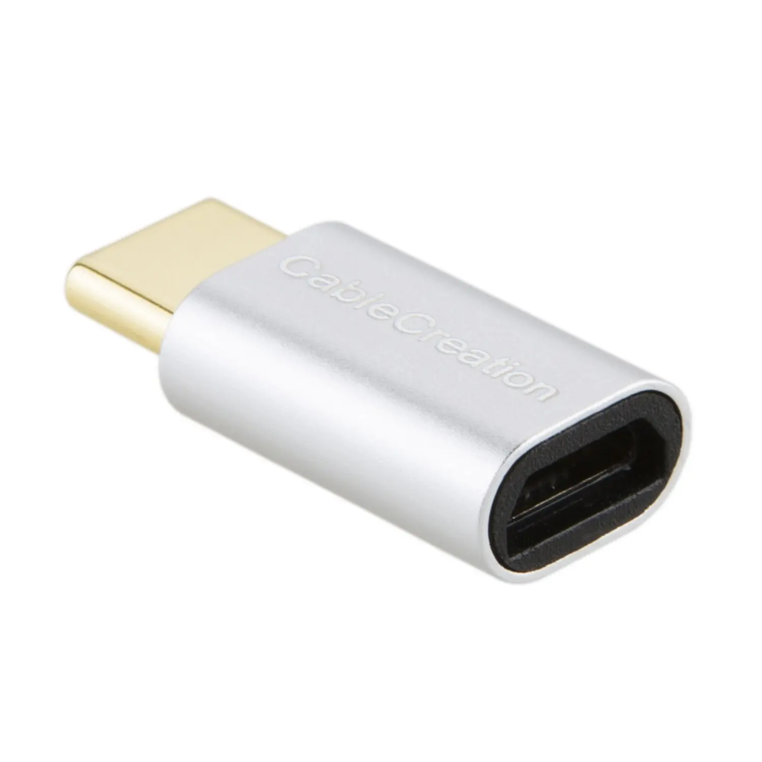 Silver USB-C to Micro USB Adapter, Micro USB Female to USB Type C Male Adapter, Data& Charging with 56K Resistor Compatible Sony XZ - Цвет: Silver