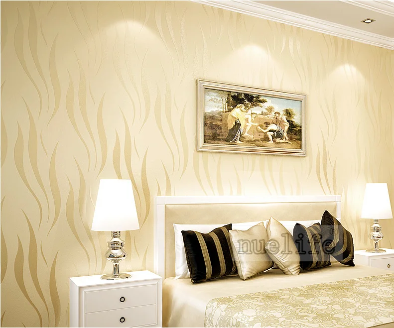 Simple modern gold striped wallpaper plain non-woven wallpaper living room modern minimalist bedroom solid color home wallpaper