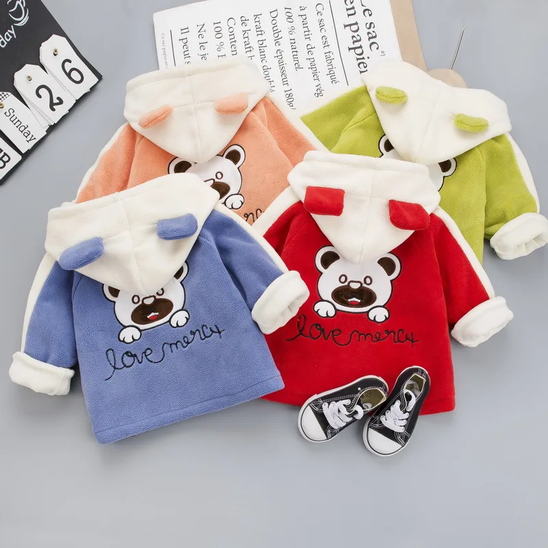 

Childrenswear 2019 Winter New Style Children Baby plus Velvet Casual Coat Children Versatile Thick Tops One-Piece Fashion