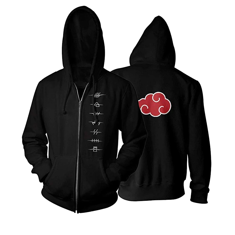 

3D Printed Uchiha Itachi Naruto Zip Up Hoodie Casual Hatake Kakashi Akatsuki Naruto Jacket Black Hoodies Sweatshirt