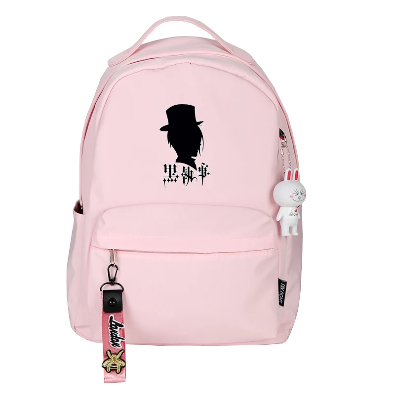 Hot Anime Black Butler Ciel Phantomhive Printing Backpack Cartoon Women Backpack Canvas Daypack Pink School Bags Rugzak - Цвет: GJF-HEIREN