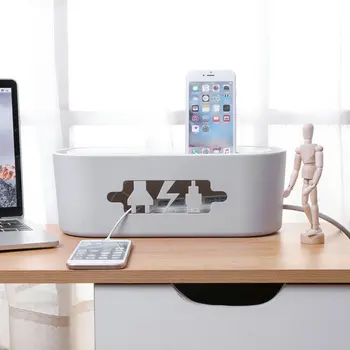 

ABS Plastic Cable Organizer Box Cable Manager Organizer Power Line Winder Cable Management box with Holder and cover