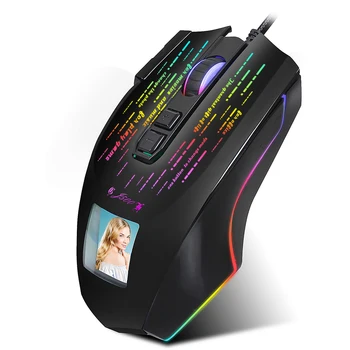 

Portable USB Wired Gaming Mouses Gamer with Display Screen Six Adjustable DPI RGB Gaming Mouse for Desktop