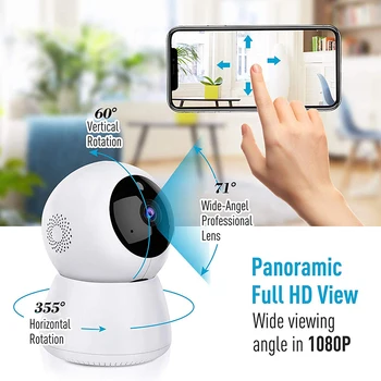 

1080P Rotate WiFi Camera Home Security Surveillance Camcorders Support Motion Detection Night Vision 2 Way Audio Phone APP Push/