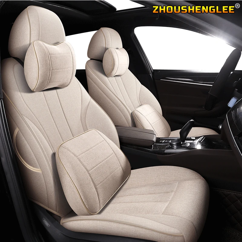 ZHOUSHENGLEE  Custom FLAX car seat covers For Mercedes-Benz Ml350 ML400 ML320 ML300 ML500 R320 R400 R300 R350 R500 R200 R260 sea