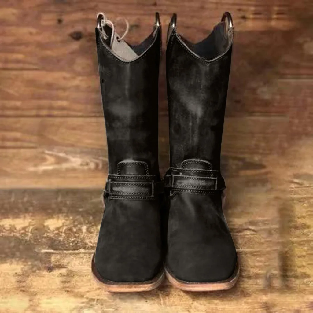 Ковбойские ботинки с вышивкой в стиле «западное Родео» Для женщин; мотоботы в стиле панк; Байкерская Водонепроницаемая женская обувь; ботинки;