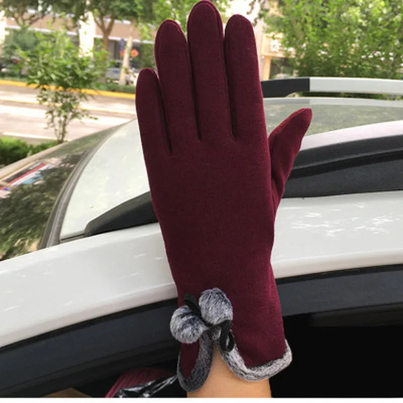 Женские модные теплые пушистые перчатки на весь палец, защищающие от ветра, теплые зимние перчатки