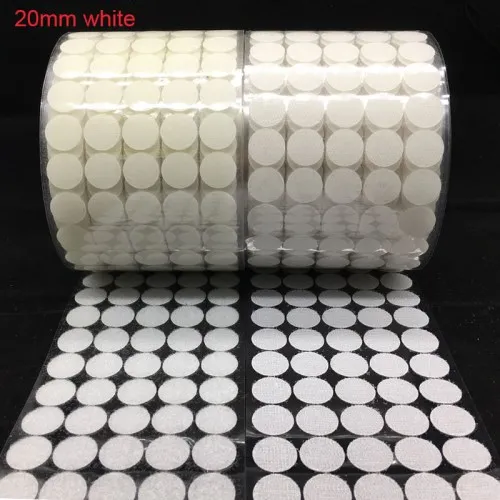 20mm white 100pair 100 пар Самоклеящиеся Застежки лента 10/15/20/25/30 мм сильный клей точки Стикеры крюк и петля; цвет белый, черный; Круглый Монеты нейлоновая лента - Цвет: 20mm white 100pair
