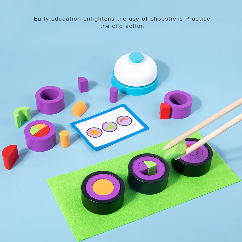 Montessori Wood Toys Puzzle Party Card Games Sushi Master Contest Competition Game Early Educational Kids Toy Japanese Food Gift 4