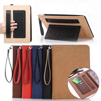 

Smart Tablet Cover Flip Stand PU Leather with Card Slots Strap Grip Tablet Case For iPad Pro 9.7 Inch