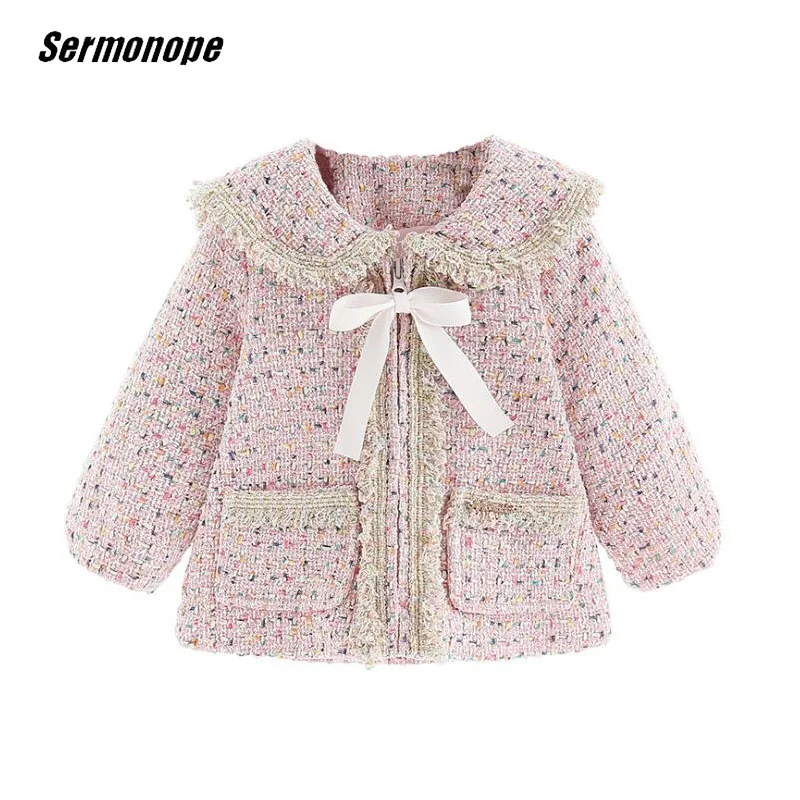 

Sermonope 2019 New Autumn And Winter Kids Plus Fleece Windbreaker Outwear Baby Girl Clothes Small Fragrant Wind Pink Warm Coat