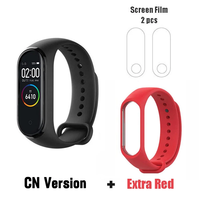 CN red film Глобальная версия Xiaomi Mi Band 3 Смарт-Браслет фитнес-браслет 3 большой сенсорный экран сообщение частота сердечных сокращений Smartband - Цвет: CN red film