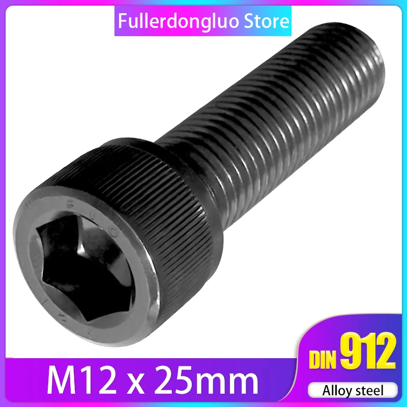7 шт. M12X25mm шестигранный привод класса 12,9 черная отделка из оксида сплава и стали винт ISO 4762 стандарты производства