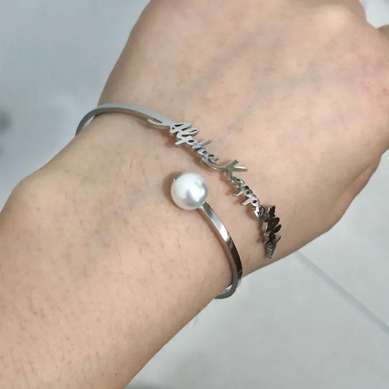handmade pear name bangles