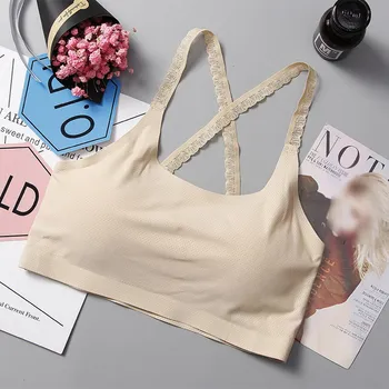 

Lace Shoulder Strap Tank Tops Beauty Back Bra Cross Strap Bralette Bustier Underwear New for Women QHAG