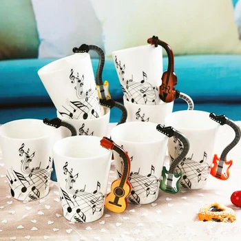 

Ceramics Musical Mugs Creative Electric Guitar Music Cups Musical Instrument Handle Coffee Cup Decorative Gift Kitchen Drinkware