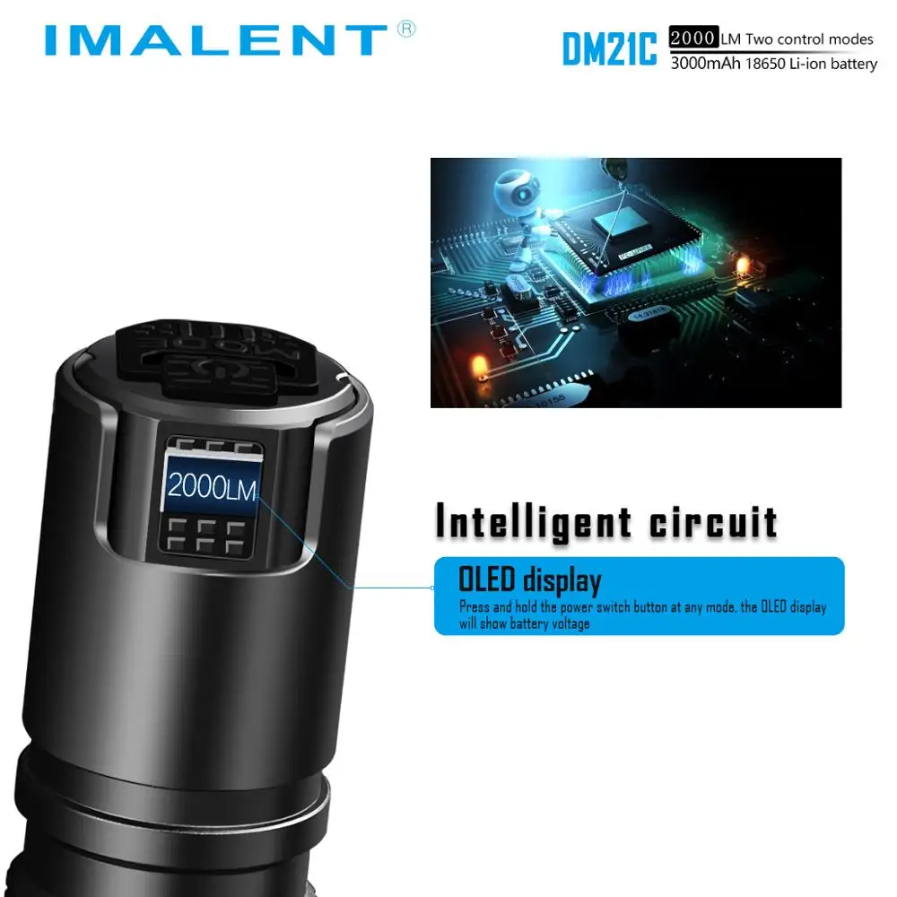 IMALENT DM21C тактический фонарь Магнитный USB Перезаряжаемый O светодиодный дисплей XHP 35 HI светодиодный макс 2000 люмен луч 366 м EDC фонарь