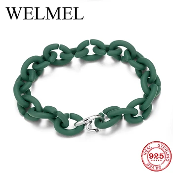 

Men's 925 beads charm hard rubber Chain bracelets 21cm Fine Jewelry Accessories women bracelets wholesale