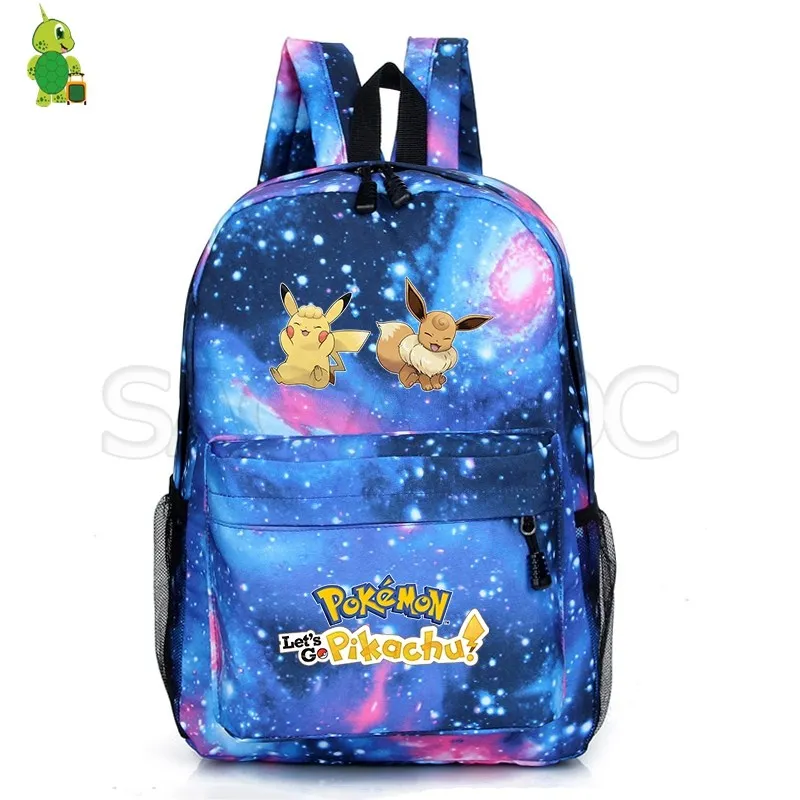 1 Let's Go Рюкзак Пикачу для девочек и мальчиков Покемон Eevee школьные сумки для подростков Galaxy Повседневный Рюкзак детская дорожная сумка через плечо - Цвет: 1