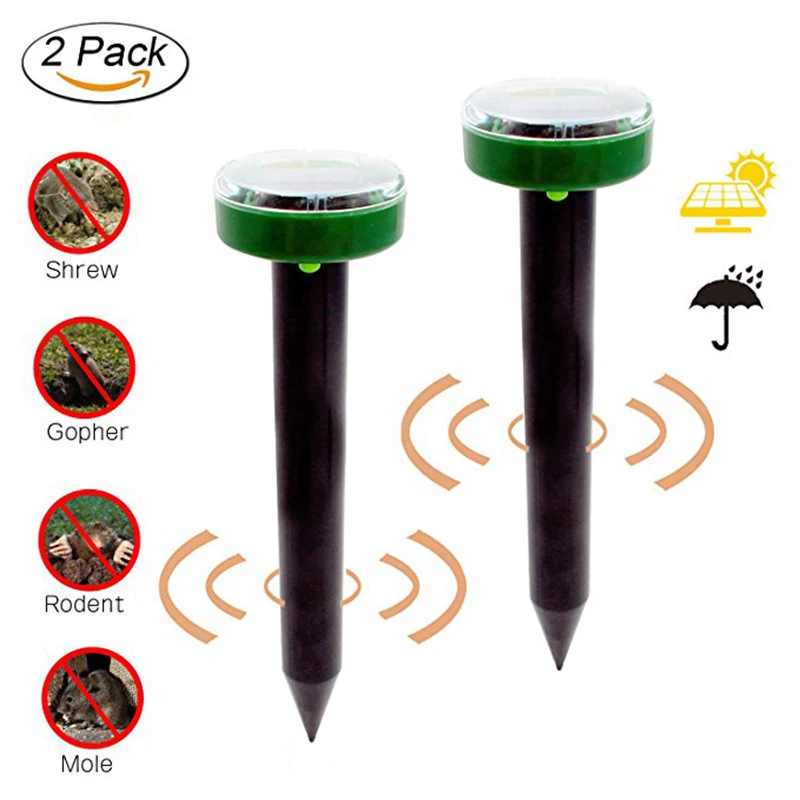 

2 Pack Solar Sonic Mole Repellent Ultrasonic Pest Repeller For Outdoor Lawn Garden Yards Non Toxic Pest Control Rodent Repellent