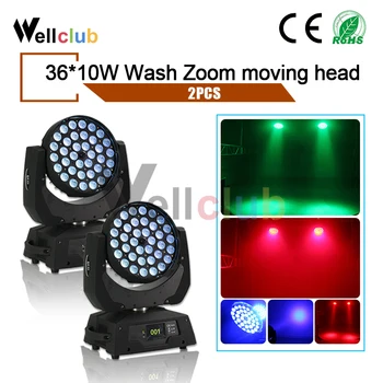 

2pcs LED Zoom Wash Light 36X10W RGBW 4in1 Moving Head Light Dj Light Dmx Stage Light For Disco Bar Wedding Party