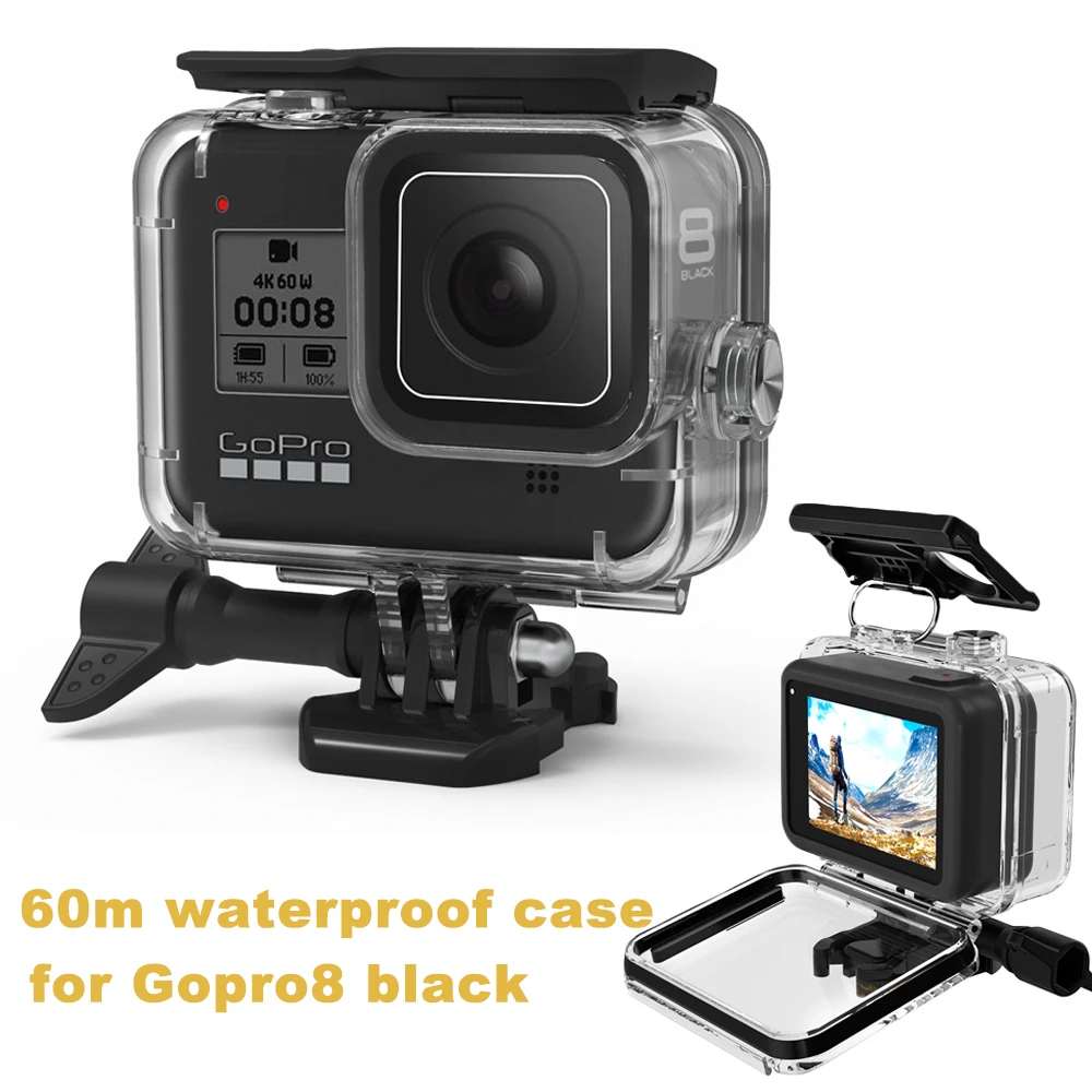 JINSERTA подводный 60 м Погружение Водонепроницаемый чехол Корпус для GoPro Hero 8 черная Защитная пленка для gopro 8 аксессуары для камеры