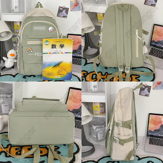 Student Laptop Female Book Bag Fashion Cute Women Backpack School Ladies Cool Harajuku Bag Girl Nylon Kawaii Backpack Waterproof 6
