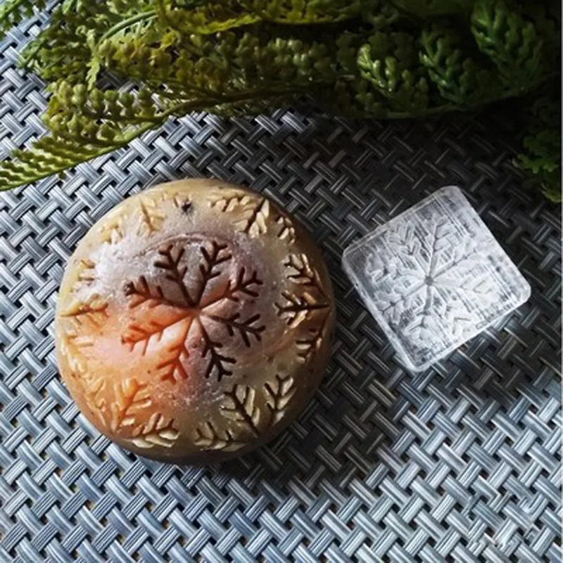 Transparent Acrylic Soap Stamp, No Handle Custom Stamps, Merry Christmas Snowflakes, 35x35mm