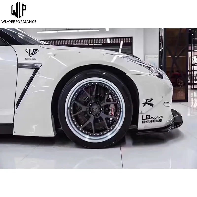 GTR R35 LB Широкий комплект кузова автомобиля FRP из углеродного волокна передний бампер губы задний диффузор спойлер колеса брови для Nissan GTR R35 09-15 использование
