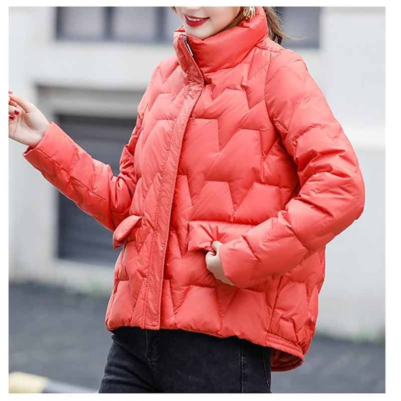 

Women's The New Winter Fashion Down Jacket Stand Collar Short Zipper Jacket College Style Parka Coat Ladies Fashion Jacket Women