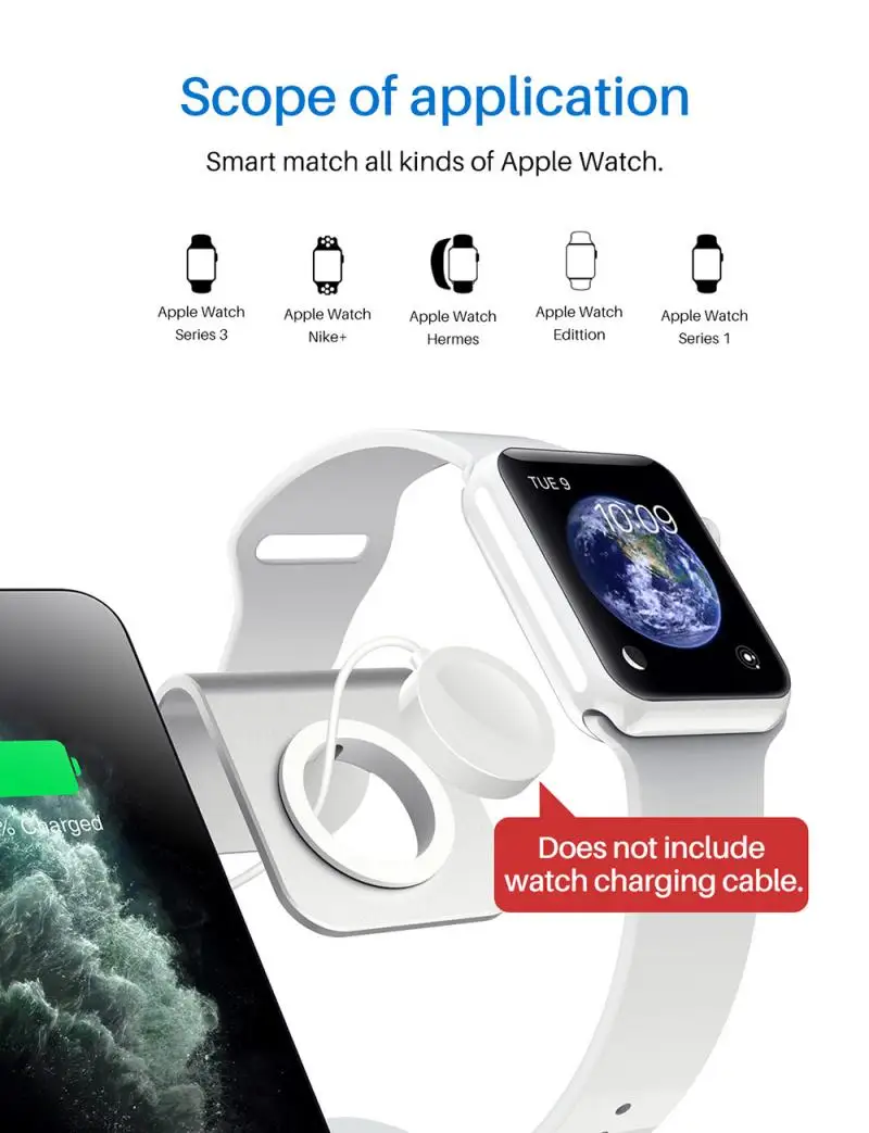 QI 10 Вт Быстрая зарядка 3 в 1 беспроводная зарядная подставка для Apple Watch 5 4 Airpods Pro Qi быстрая зарядная док-станция