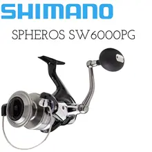 Shimano – moulinet Spinning SPHEROS SW 6000PG 4.6:1 505g 4BB + 1RB MaxDrag 22LB AR C, bobine côtière, Jigging, pêche à la traîne, eau salée, 14 