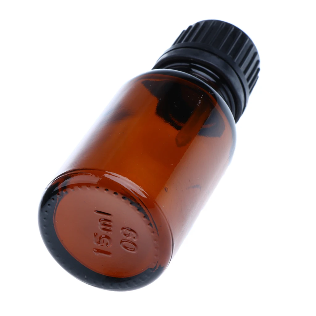 Glass Bottles for Essential Oils - 12 Pack Refillable Empty Amber Containers with Orifice Reducer Dropper