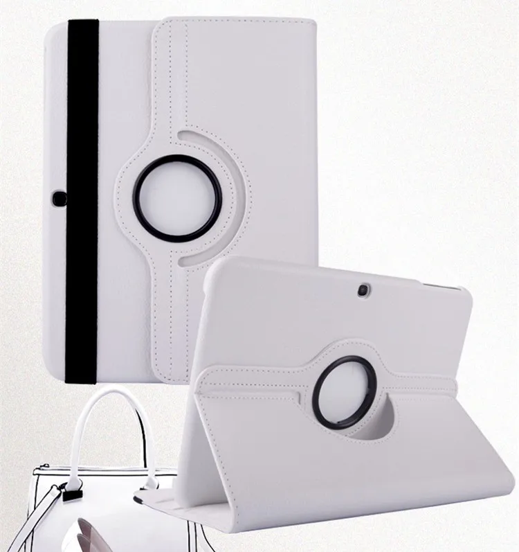 Чехол для samsung Galaxy Tab 4 10,1 ''T530 T531 T535 из искусственной кожи Smart Stand 360 Вращающийся чехол для samsung Tab 4 10,1 чехол+ ручка - Цвет: Белый