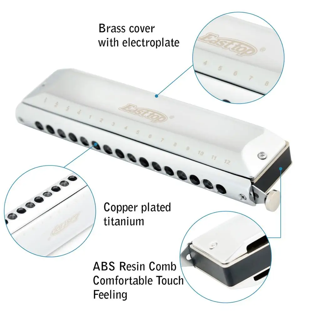 East top chromatic harmonica 16hole 64tone for player performance beginner gift